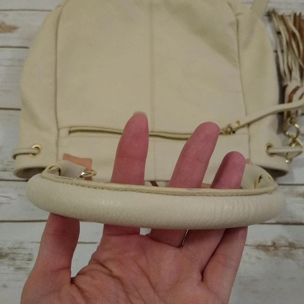 Sharif Cream and Pink Large Leather Shoulder Bag